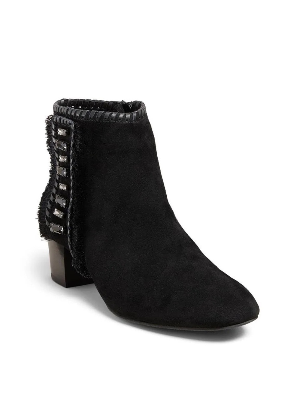Jack Rogers Black Beatrix Jeweled Suede Booties Size 8